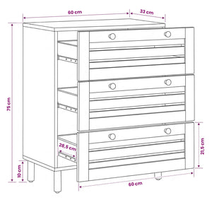 Ντουλάπες Αποθήκευσης 60 x 33 x 75 cm Στερεό ξύλο μάνγκο Φυσικό - Pakobazaar