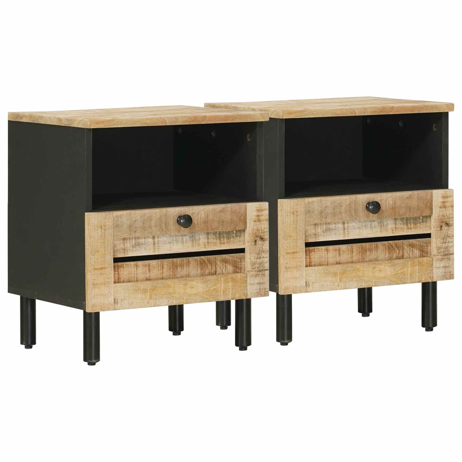Κομοδίνο 2 pcs Καφέ 40 x 33 x 46 εκ. Στερεό ξύλο μάνγκο - Pakobazaar