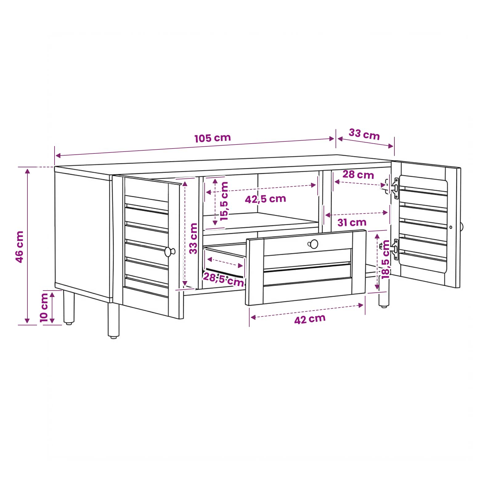 Ντουλάπες Αποθήκευσης Φυσικό 105 x 33 x 46 εκ. - Pakobazaar