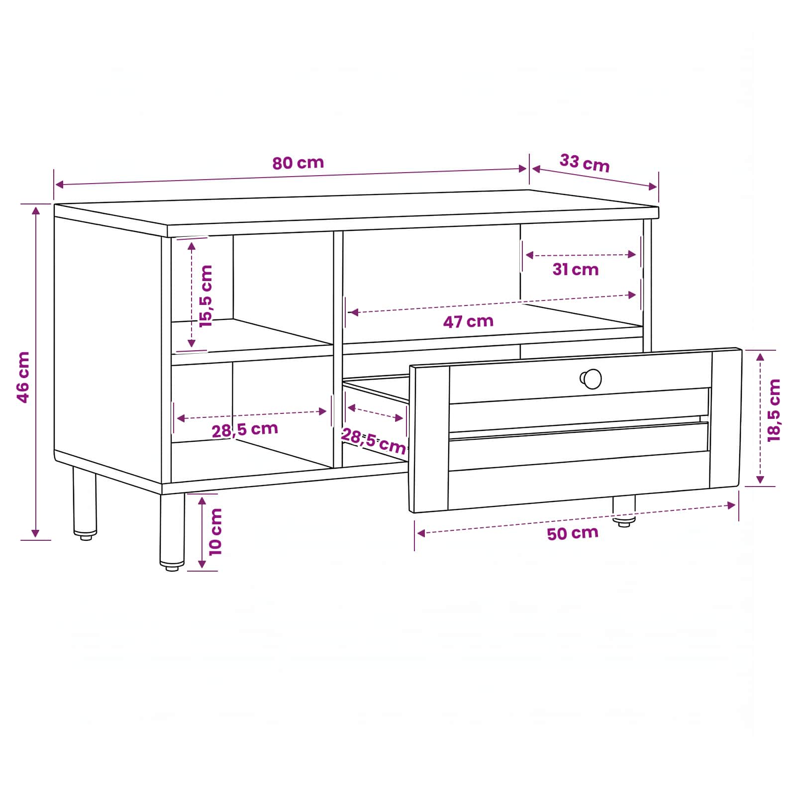 Ντουλάπες Αποθήκευσης με συρτάρι Καφέ 80 x 33,5 x 46 εκ. - Pakobazaar