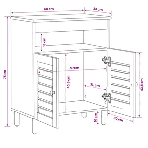 Ντουλάπες Αποθήκευσης Φυσικό 60 x 33 x 75 cm Στερεό ξύλο μάνγκο - Pakobazaar