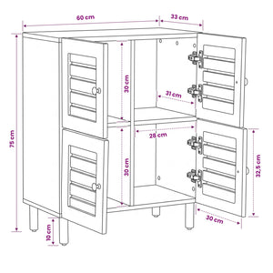 Ντουλάπες Αποθήκευσης Φυσικό 60 x 33 x 75 cm Στερεό ξύλο μάνγκο - Pakobazaar