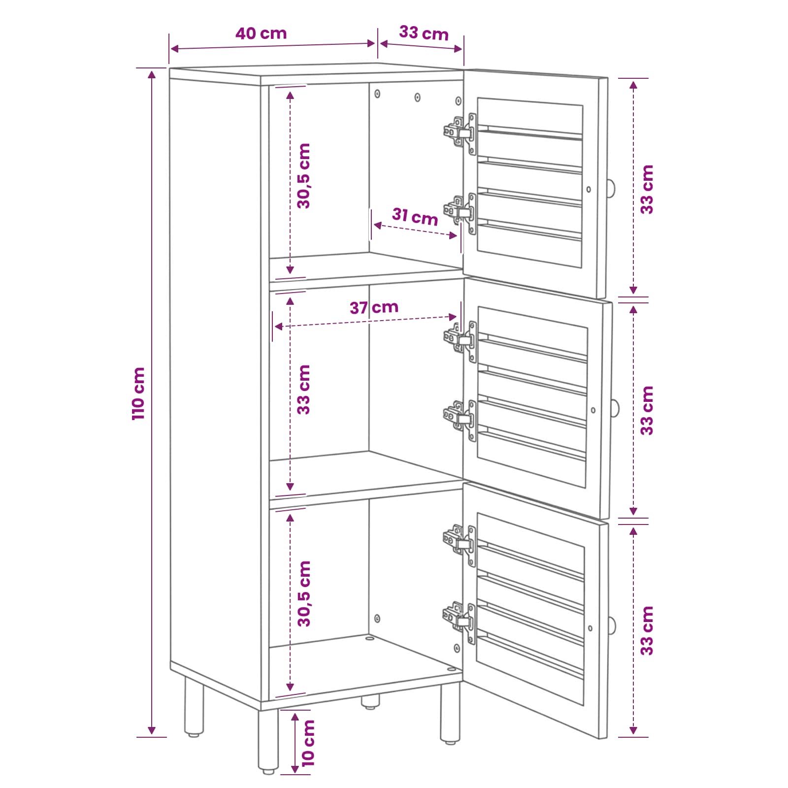 Ντουλάπες Αποθήκευσης Φυσικό 40 x 33 x 110 εκ