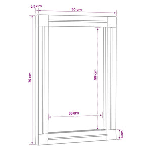 Καθρέφτης Επιτοίχιο Καφέ και Μαύρο 70 x 50 x 3 εκ. Γυαλί - Pakobazaar