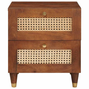 Κομοδίνο 2 pcs Καφέ 40 x 33,5 x 46 εκ Μασίφ ξύλο ακακίας - Pakobazaar