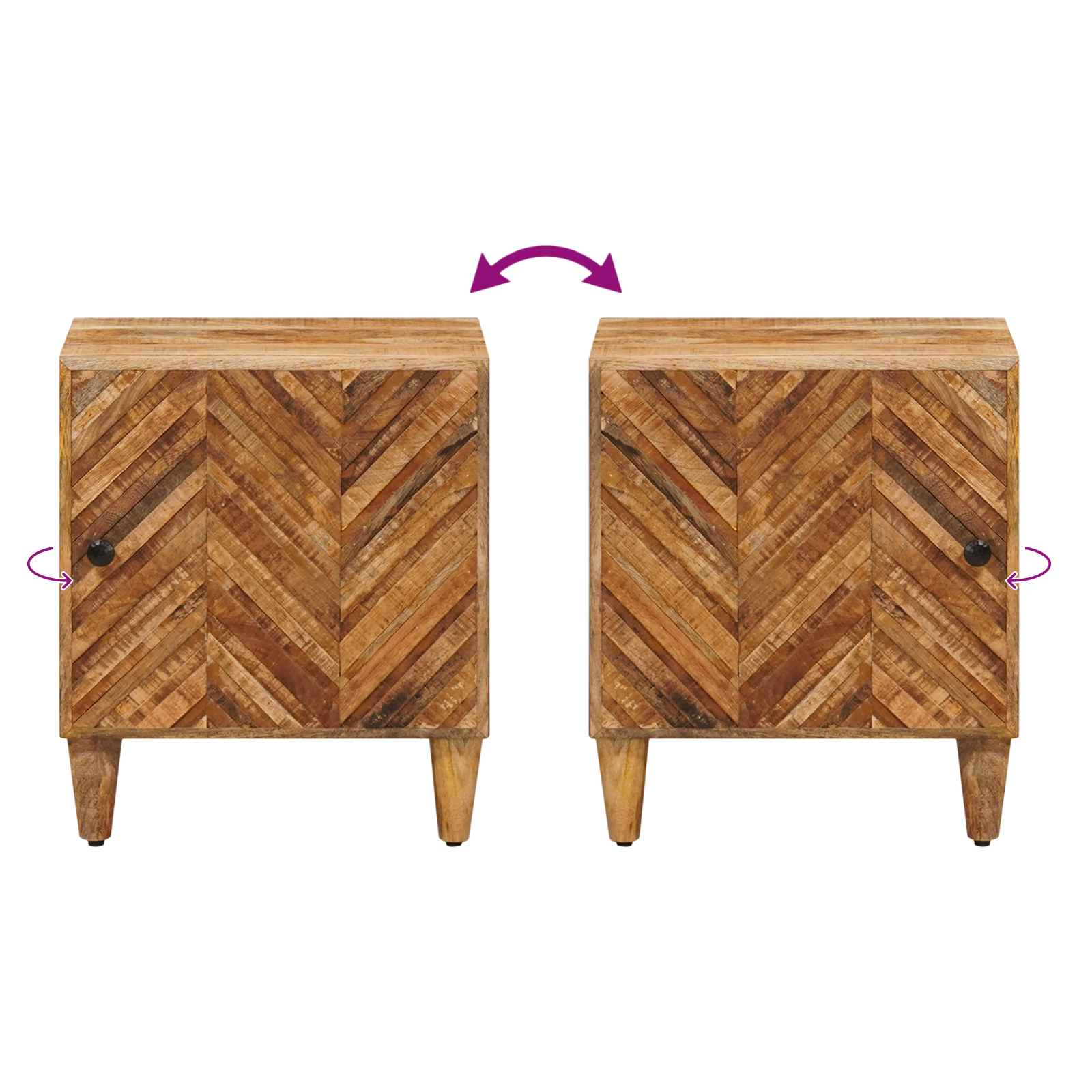 Κομοδίνο 2 pcs Καφέ 40 x 33,5 x 46 εκ Στερεό ξύλο μάνγκο - Pakobazaar