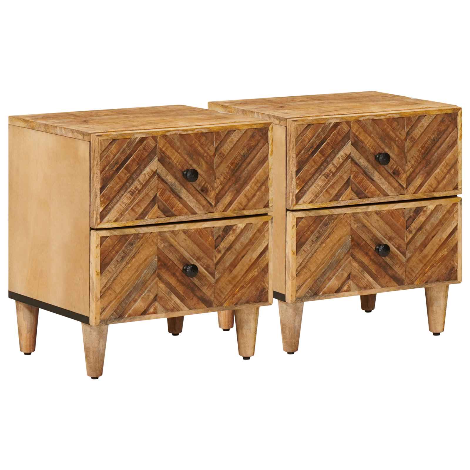 Κομοδίνο 2 pcs Καφέ 40 x 33,5 x 46 εκ Στερεό ξύλο μάνγκο - Pakobazaar