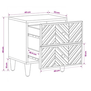 Κομοδίνο 2 pcs Καφέ 40 x 33,5 x 46 εκ Στερεό ξύλο μάνγκο - Pakobazaar