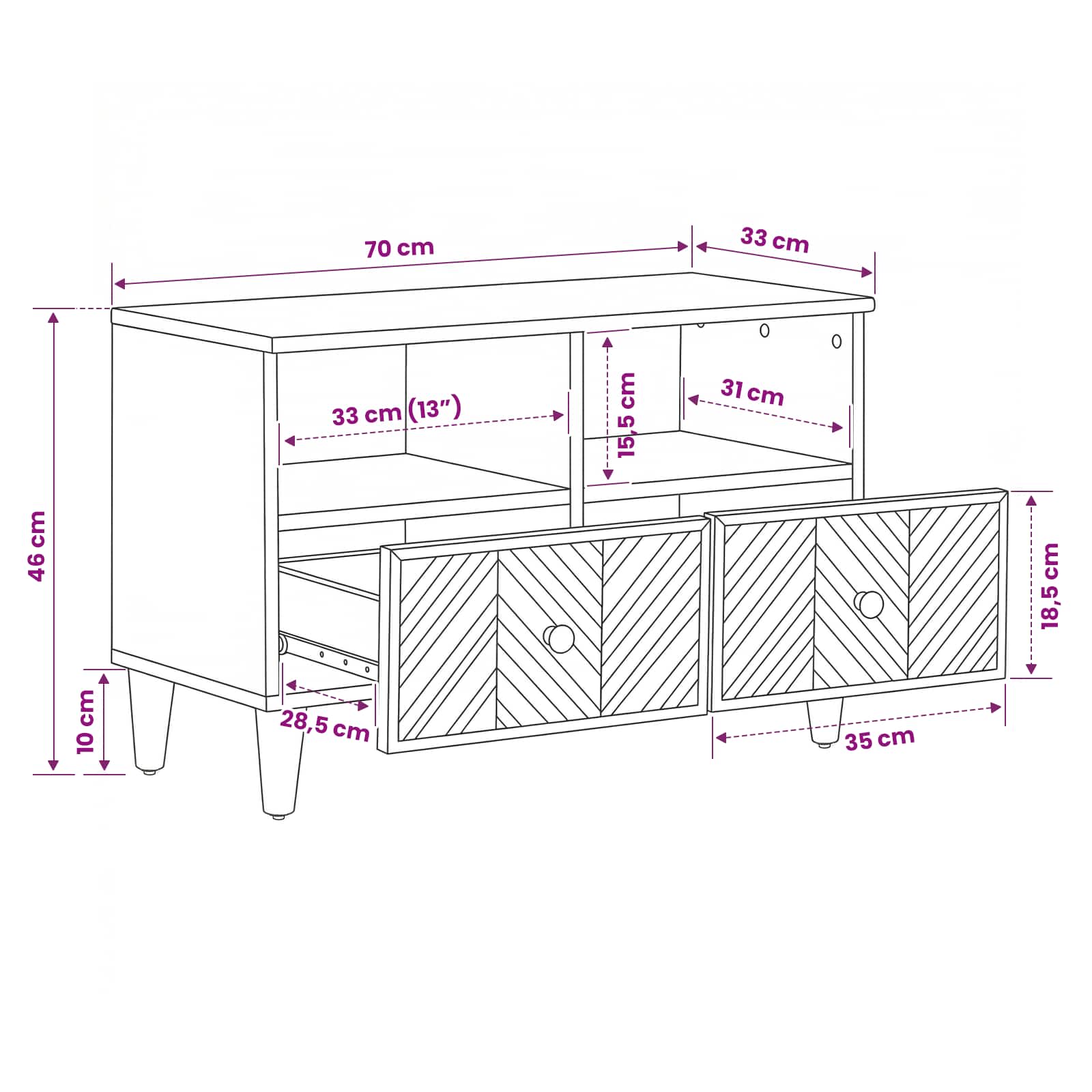 Ντουλάπες Αποθήκευσης με συρτάρι Καφέ 70 x 33,5 x 46 εκ. - Pakobazaar