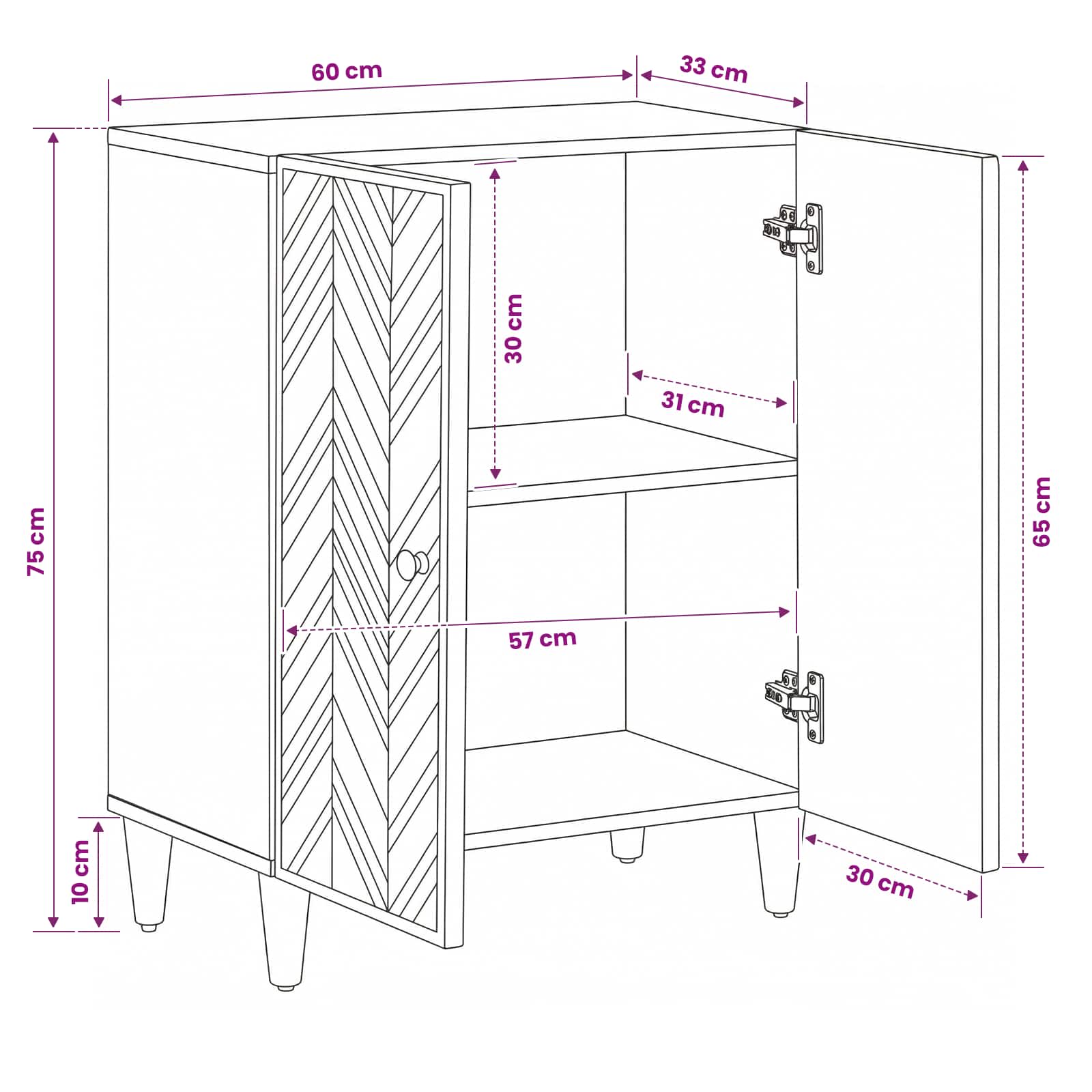 Ντουλάπες Αποθήκευσης Καφέ 60 x 33,5 x 75 εκ. - Pakobazaar