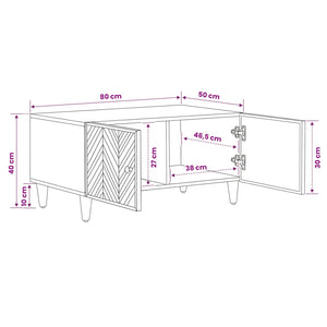 Τραπεζάκι σαλονιού Καφέ 80 x 50 x 40 cm Στερεό ξύλο μάνγκο - Pakobazaar