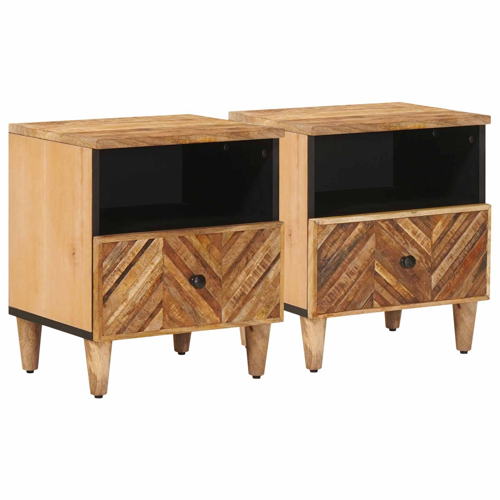 Κομοδίνο 2 pcs Καφέ 50 x 33 x 60 εκ Στερεό ξύλο μάνγκο - Pakobazaar