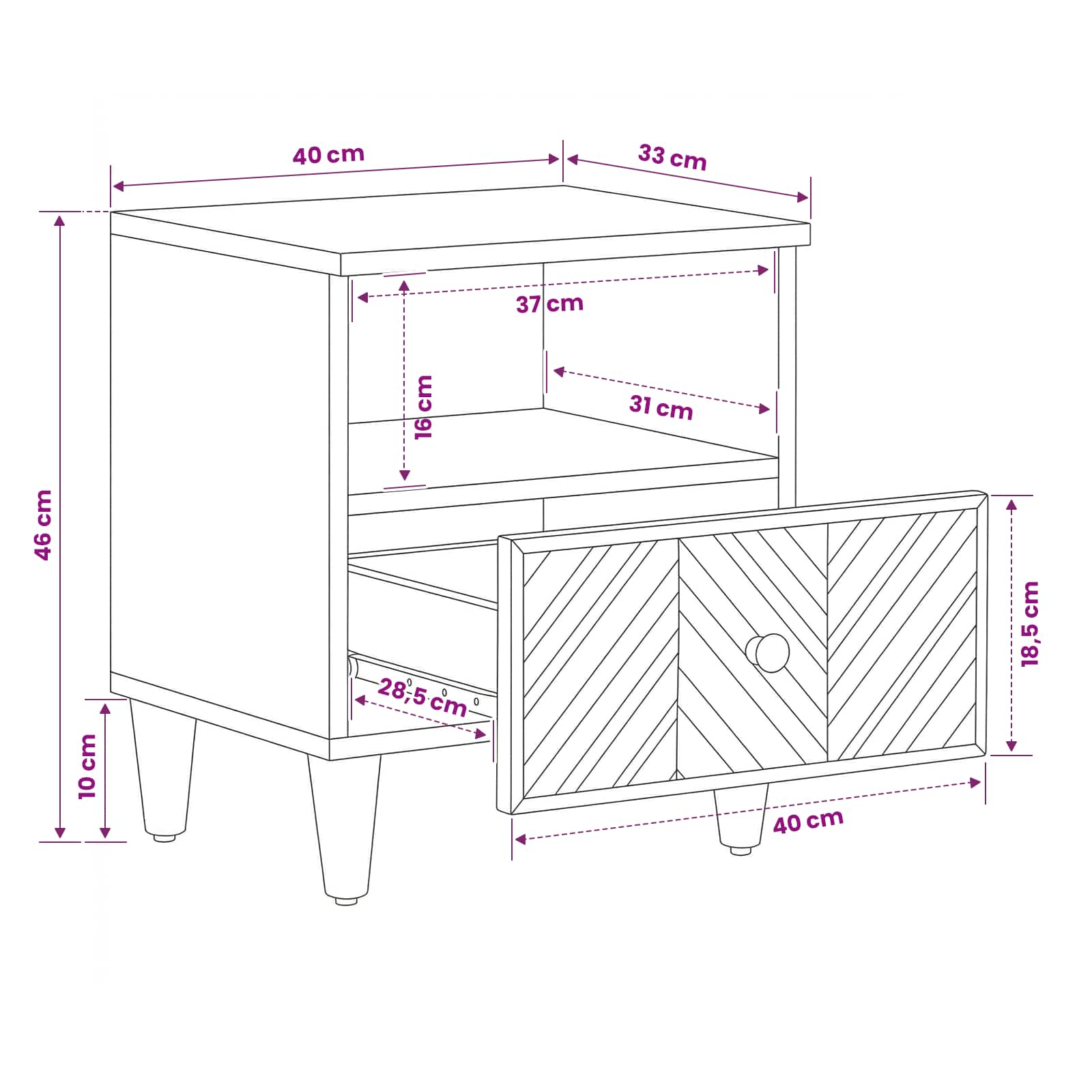 Κομοδίνο 2 pcs Καφέ 50 x 33 x 60 εκ Στερεό ξύλο μάνγκο - Pakobazaar