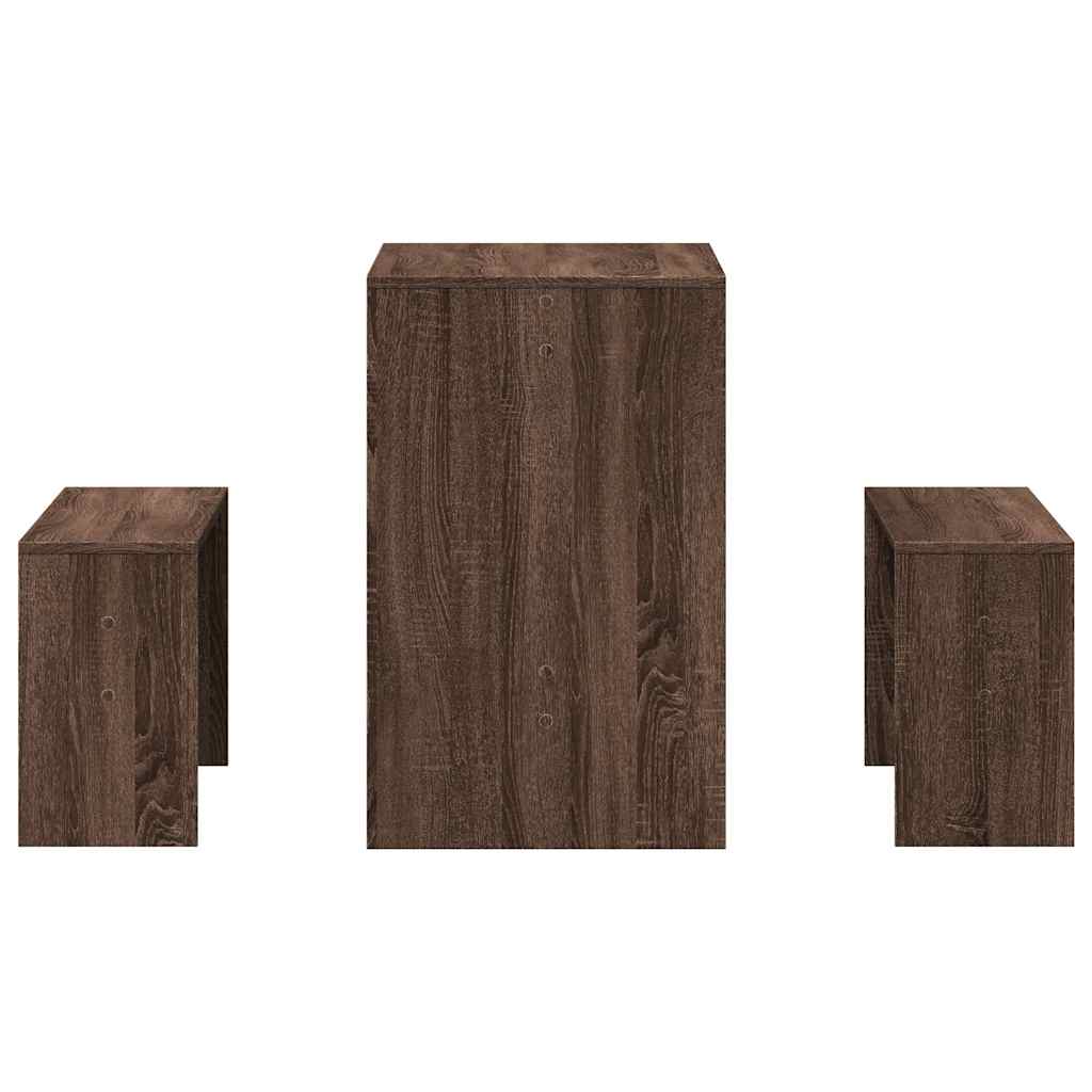 Τραπεζαρία 3 τεμαχίων και σετ πάγκων καφέ δρυς - Pakobazaar