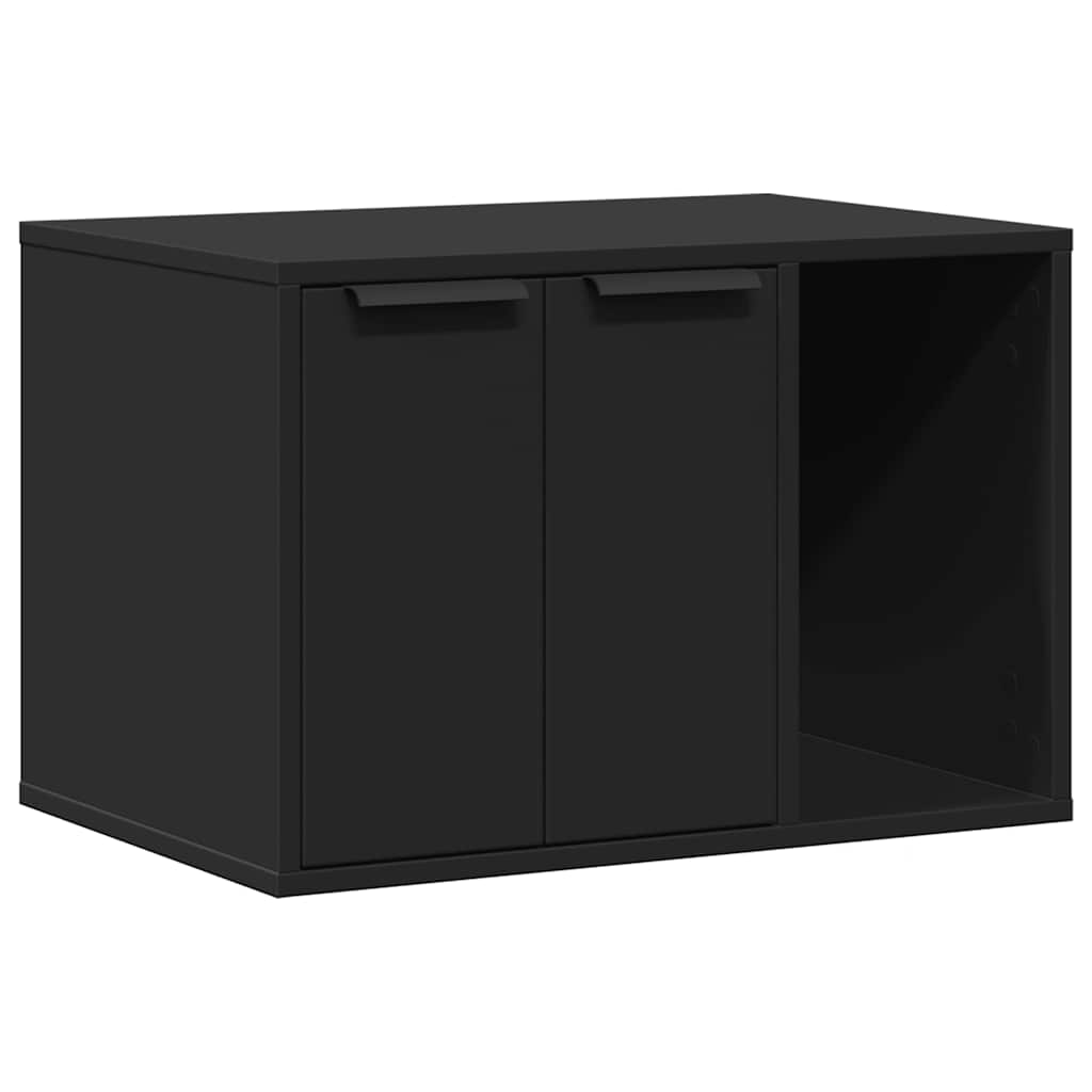 Τουαλέτα Γάτας Περίφραξη Μαύρο 60x40x40 εκ. Επεξεργασμ. Ξύλο - Pakobazaar