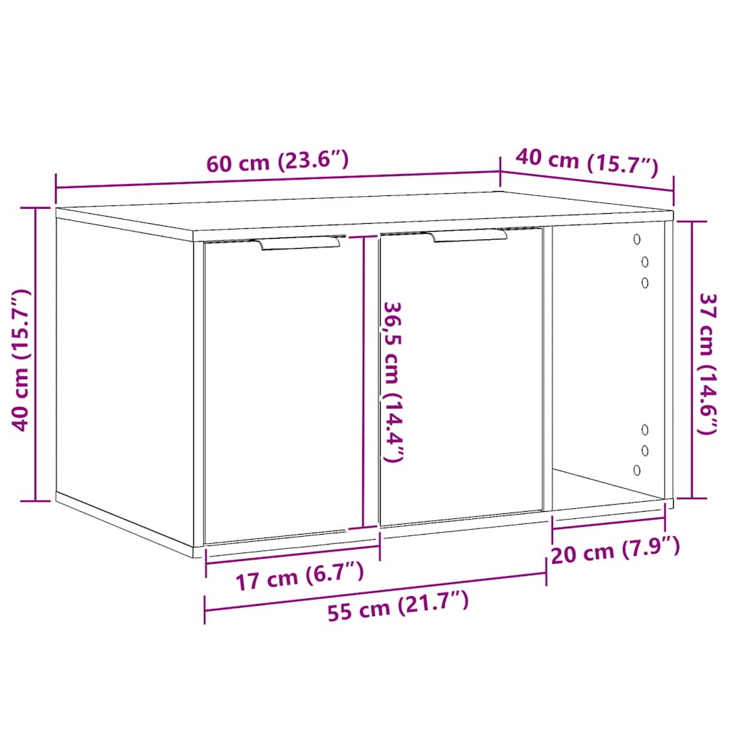 Τουαλέτα Γάτας Περίφραξη Μαύρο 60x40x40 εκ. Επεξεργασμ. Ξύλο - Pakobazaar