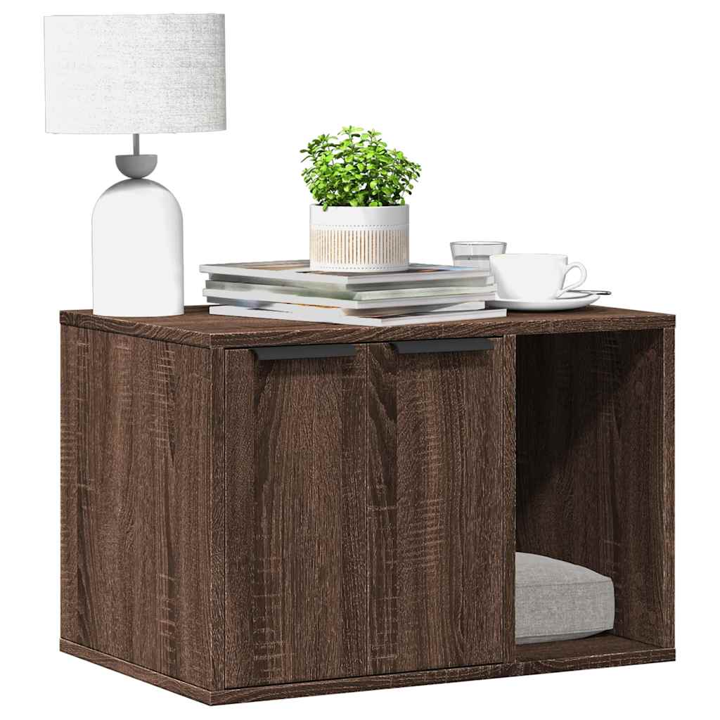 Τουαλέτα Γάτας Περίφραξη Καφέ Δρυς 60x40x40 εκ. Επεξ. Ξύλο