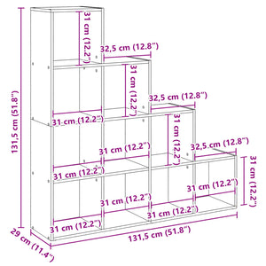 Βιβλιοθήκη/Διαχωρ. Χώρου 4 Επ. Γκρι 131,5x29x131,5 εκ. Επ. Ξύλο - Pakobazaar