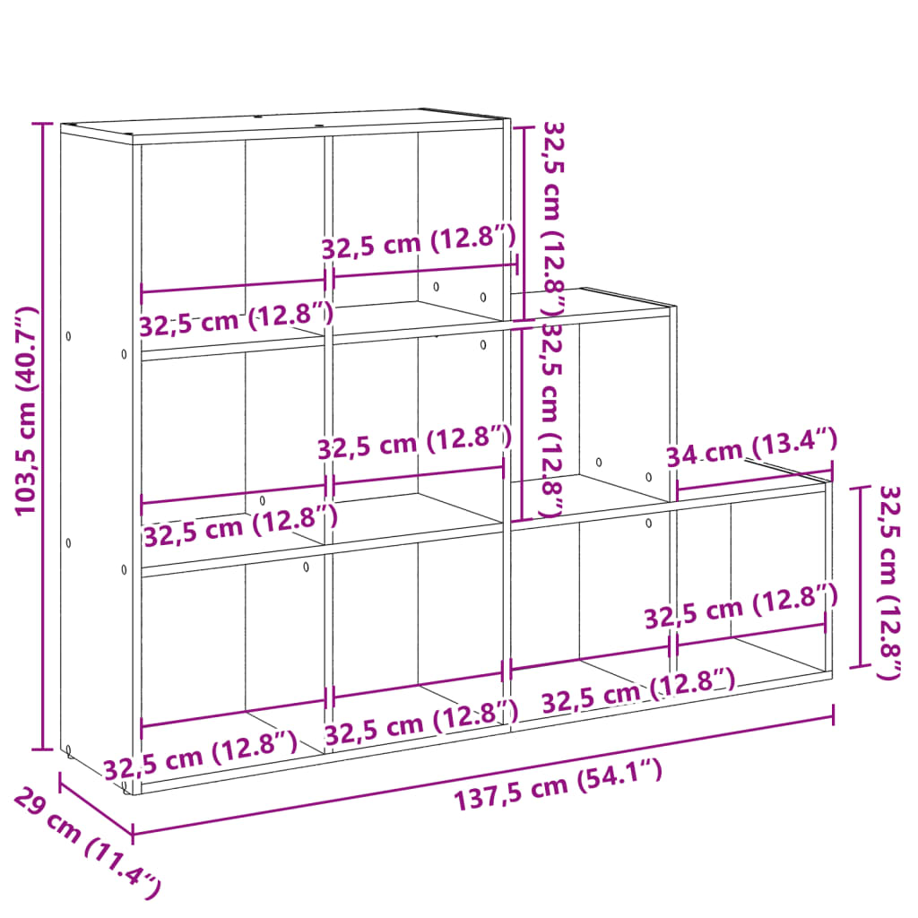 Βιβλιοθήκη/Διαχωριστικό Χώρου 3 Επ. 137,5x29x103,5εκ. Επ. Ξύλο