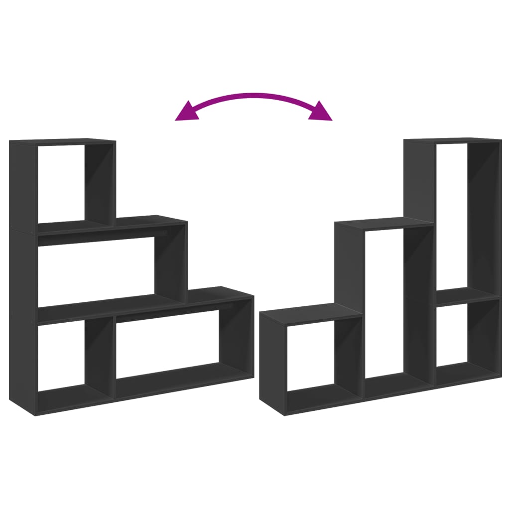 Βιβλιοθήκη/Διαχωριστικό Χώρου 3 Επ. Μαύρο 123x29x123εκ Επ. Ξύλο - Pakobazaar