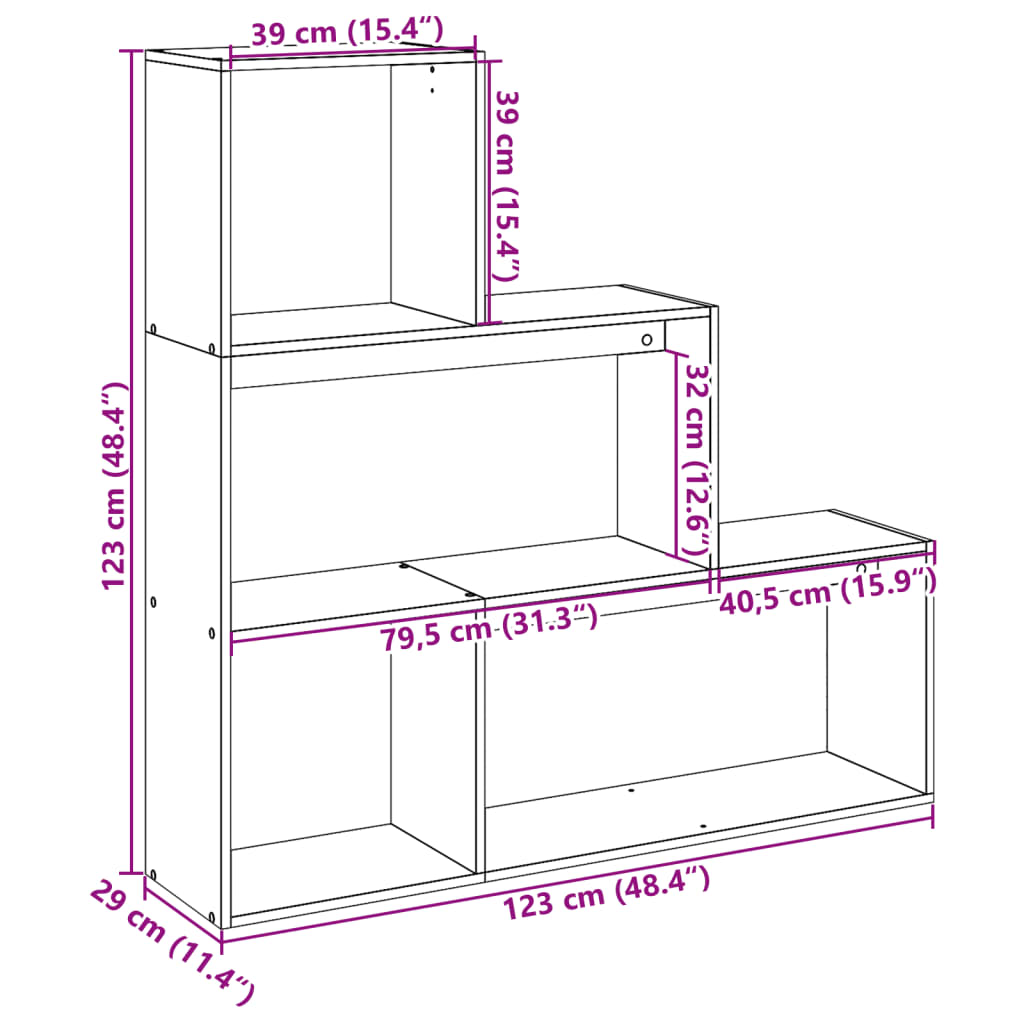 Βιβλιοθήκη/Διαχωριστικό Χώρου 3 Επ. 123x29x123 εκ. Επ. Ξύλο
