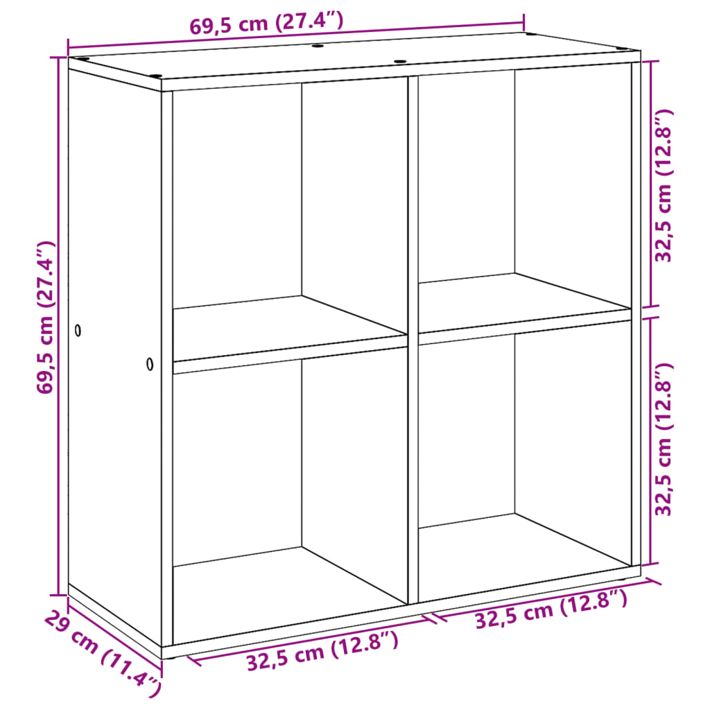 Βιβλιοθήκη/Διαχωριστικό Χώρου Δρυς 69,5x29x69,5 εκ. Επεξ. Ξύλο
