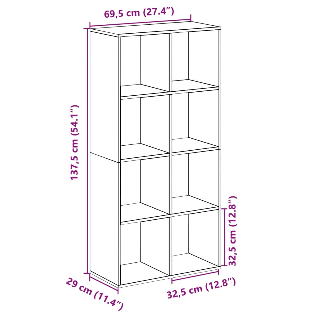 Βιβλιοθήκη/Διαχωριστικό Χώρου Δρυς 69,5x29x137,5εκ. Επεξ. Ξύλο