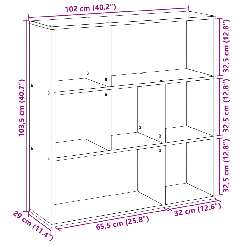Βιβλιοθήκη/Διαχωριστικό Χώρου Γκρι 102x29x103,5 εκ. Επεξ. Ξύλο