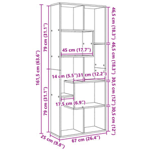 Βιβλιοθήκη/Διαχωριστικό Χώρου Δρυς 67x25x161,5 εκ. Επεξ. Ξύλο