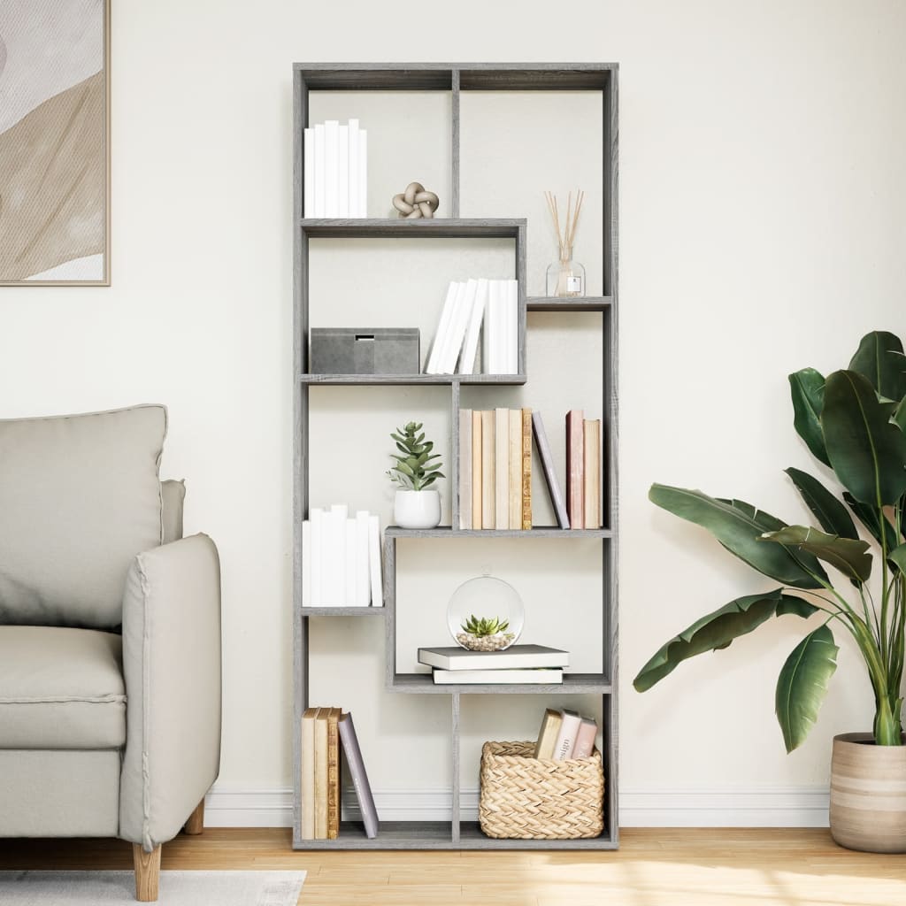 Βιβλιοθήκη/Διαχωριστικό Χώρου Γκρι 67x25x161,5 εκ. Επεξ. Ξύλο - Pakobazaar
