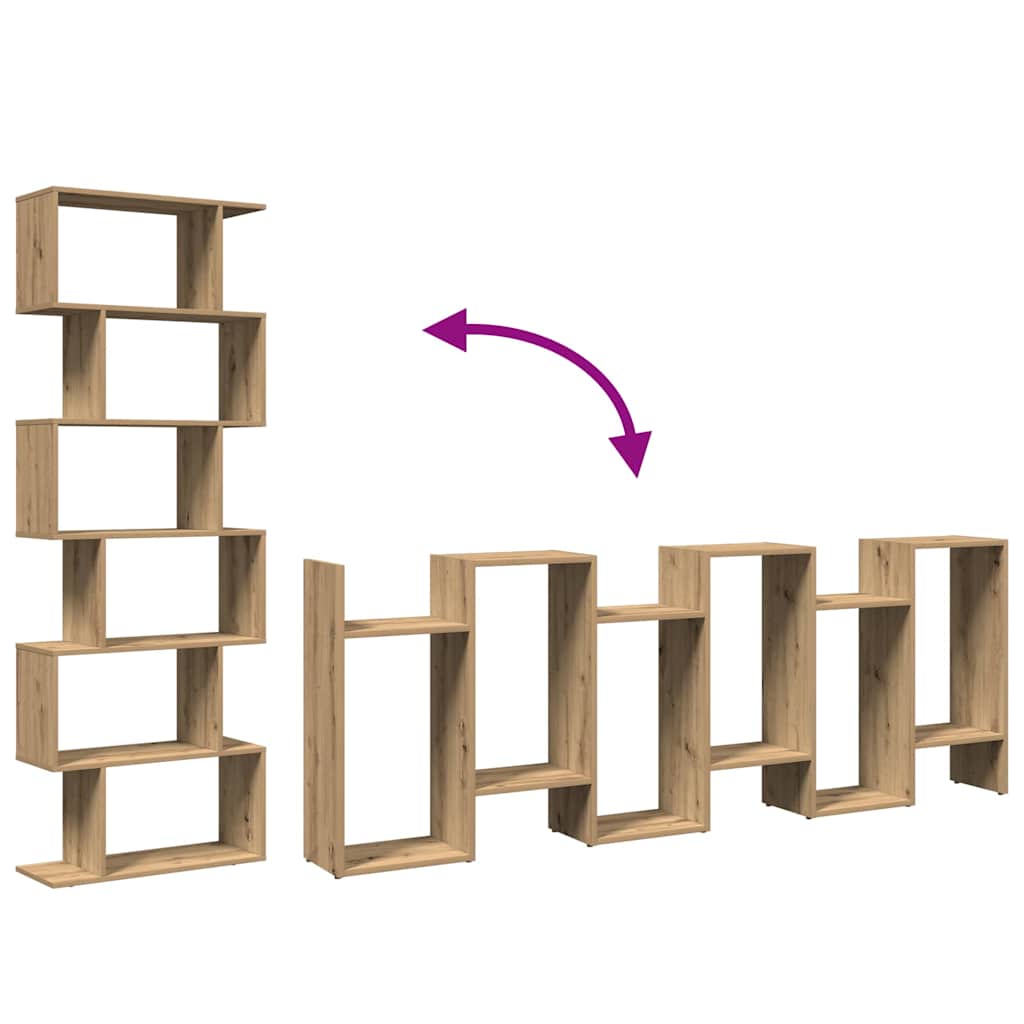 Βιβλιοθήκη/Διαχωριστικό Χώρου 6 Επ. Δρυς 70x24x193εκ. Επ. Ξύλο - Pakobazaar