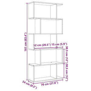 Βιβλιοθήκη/Διαχωριστικό Χώρου 5 Επ. Γκρι 70x24x161εκ. Επ. Ξύλο - Pakobazaar