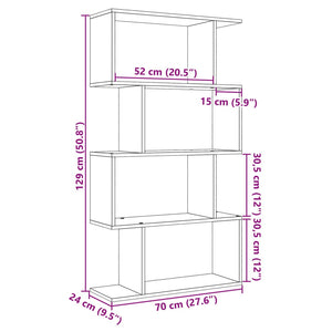 Βιβλιοθήκη/Διαχωριστικό Χώρου 4 Επ. Γκρι 70x24x129 εκ. Επ. Ξύλο
