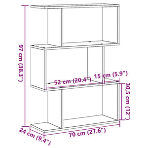 Βιβλιοθήκη/Διαχωριστικό Χώρου 3 Επ. Γκρι 70x24x97 εκ. Επ. Ξύλο - Pakobazaar