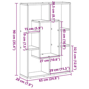 Βιβλιοθήκη Καπνιστή Δρυς 63x20x90 εκ. από Επεξεργασμένο Ξύλο