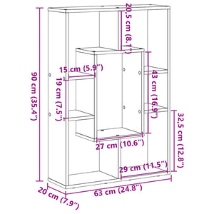 Βιβλιοθήκη Καφέ Δρυς 63x20x90 εκ. από Επεξεργασμένο Ξύλο