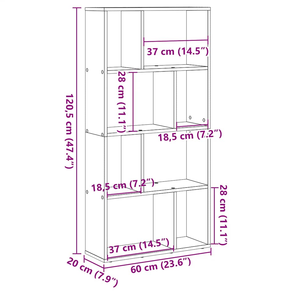 Βιβλιοθήκη Καπνιστή Δρυς 60x20x120,5 εκ. από Επεξεργασμένο Ξύλο - Pakobazaar