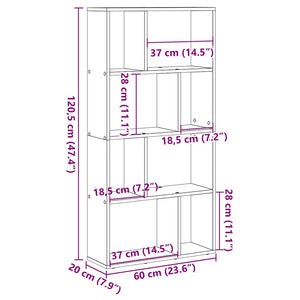 Βιβλιοθήκη Καπνιστή Δρυς 60x20x120,5 εκ. από Επεξεργασμένο Ξύλο - Pakobazaar