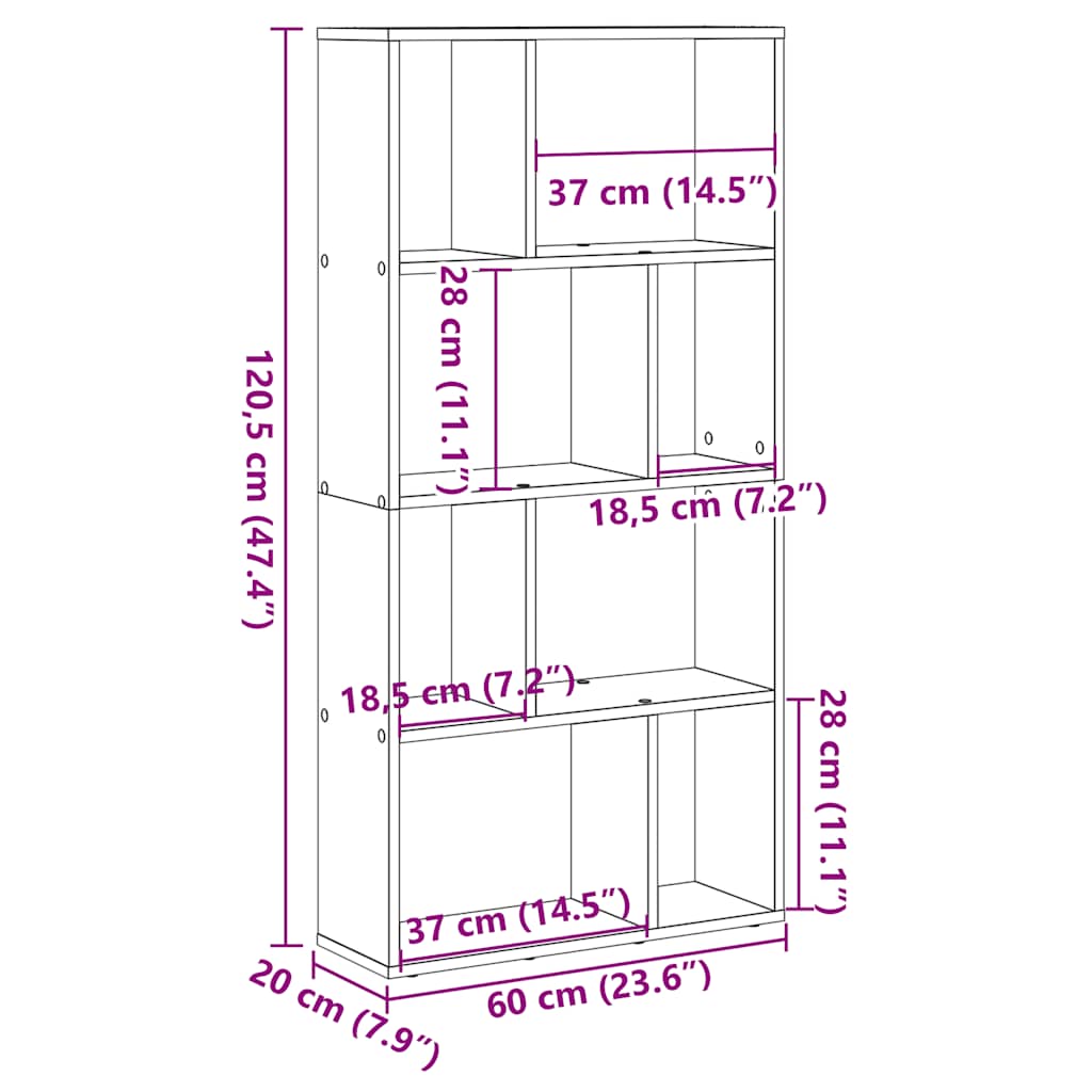 Βιβλιοθήκη Γκρι Sonoma 60x20x120,5 εκ. από Επεξεργ. Ξύλο - Pakobazaar