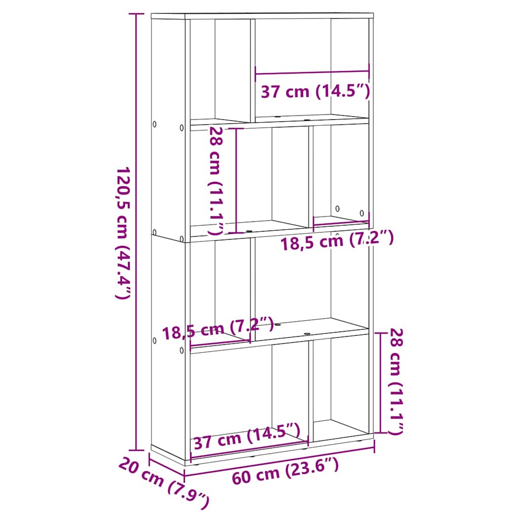 Βιβλιοθήκη Όψη Παλαιού Ξύλου 60x20x120,5 εκ. Επεξεργασμένο Ξύλο - Pakobazaar