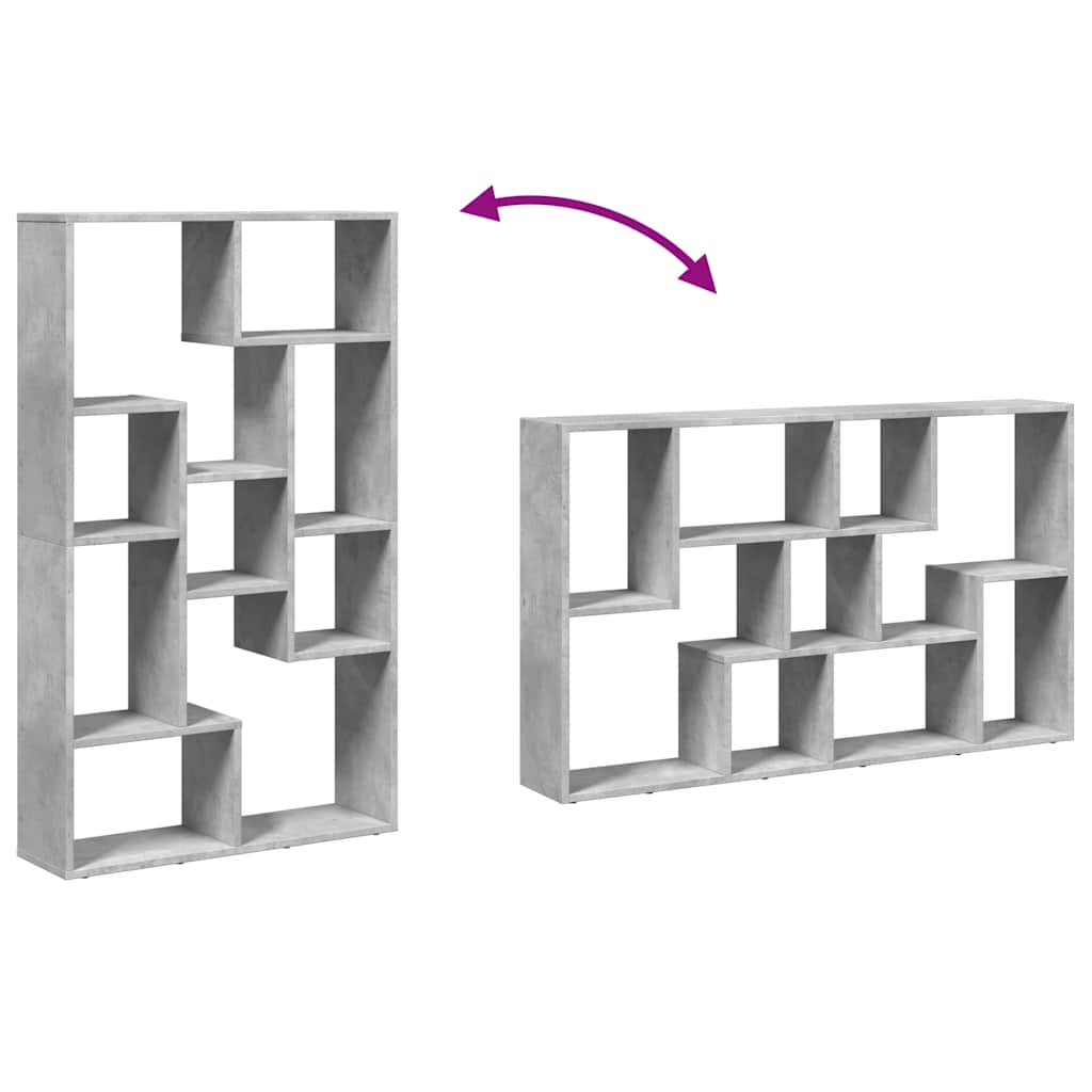 Βιβλιοθήκη Γκρι Σκυροδέματος 72x20x120,5 εκ. Επεξεργ. Ξύλο - Pakobazaar