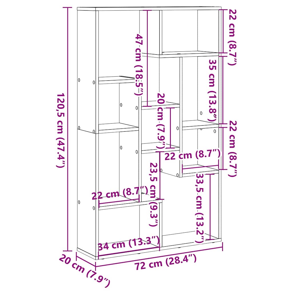 Βιβλιοθήκη Καπνιστή Δρυς 72x20x120,5 εκ. από Επεξεργασμένο Ξύλο - Pakobazaar
