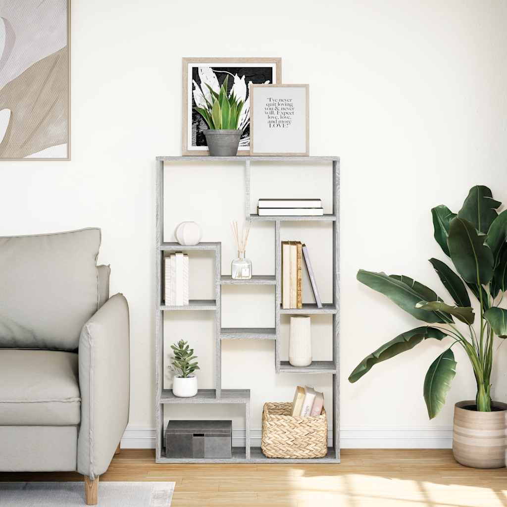 Βιβλιοθήκη Γκρι Sonoma 72x20x120,5 εκ. από Επεξεργασμένο Ξύλο - Pakobazaar