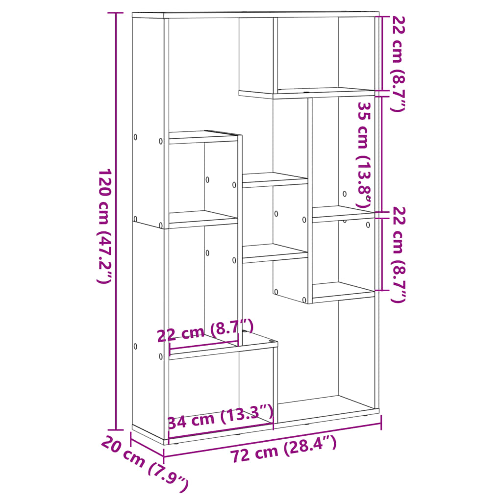 Βιβλιοθήκη Γκρι Sonoma 72x20x120,5 εκ. από Επεξεργασμένο Ξύλο - Pakobazaar