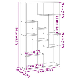 Βιβλιοθήκη Γκρι Sonoma 72x20x120,5 εκ. από Επεξεργασμένο Ξύλο - Pakobazaar