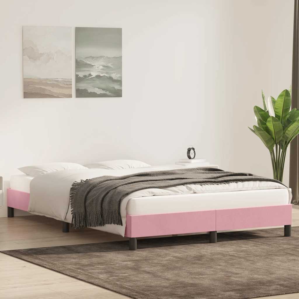 Πλαίσιο κρεβατιού χωρίς στρώμα Ροζ 140x220 cm Βελούδινο - Pakobazaar