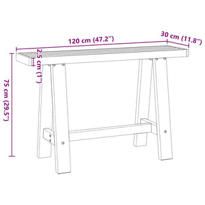 Τραπέζι κονσόλας NOAIN με πόδια σχήματος Α 120x30x75 cm