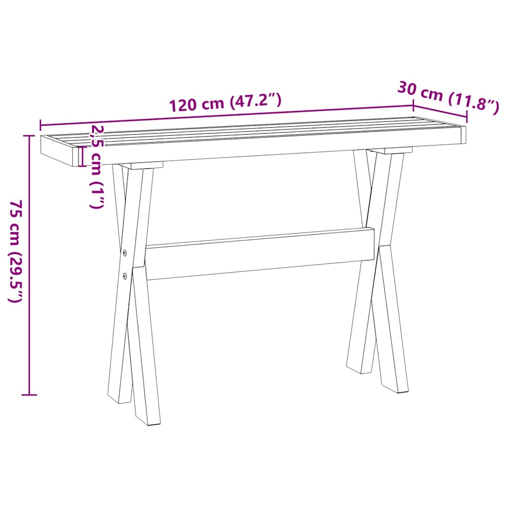 Τραπέζι κονσόλας NOAIN με πόδια σχήματος X 120x30x75 cm - Pakobazaar