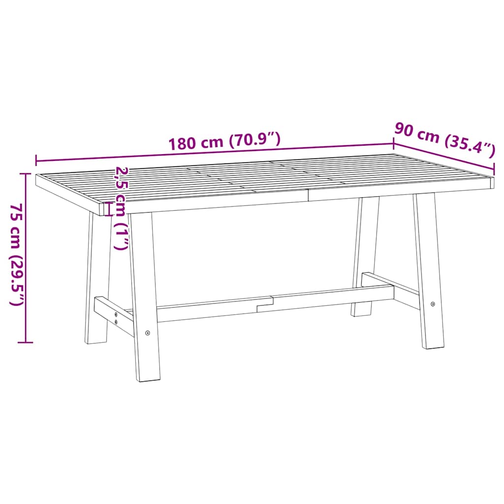 Τραπεζαρία NOAIN με Πόδια σε Σχήμα Α 180x90x75 εκ. από Μασίφ Ξύλο Πεύκου - Pakobazaar