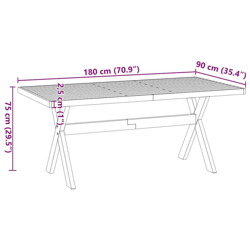 Τραπεζαρία NOAIN με Πόδια σε Σχήμα Χ 180x90x75 εκ. από Μασίφ Ξύλο Πεύκου - Pakobazaar